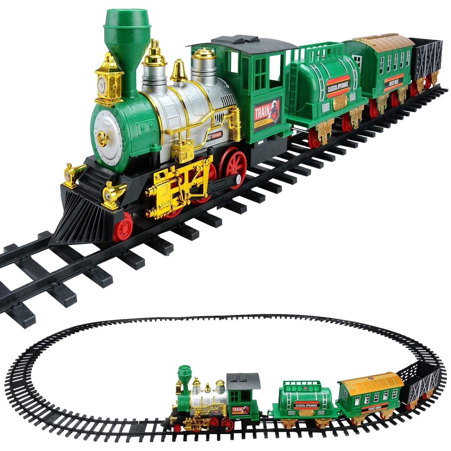 20-Piece Battery Operated Lighted and Animated Classic Christmas Train Set with Sound