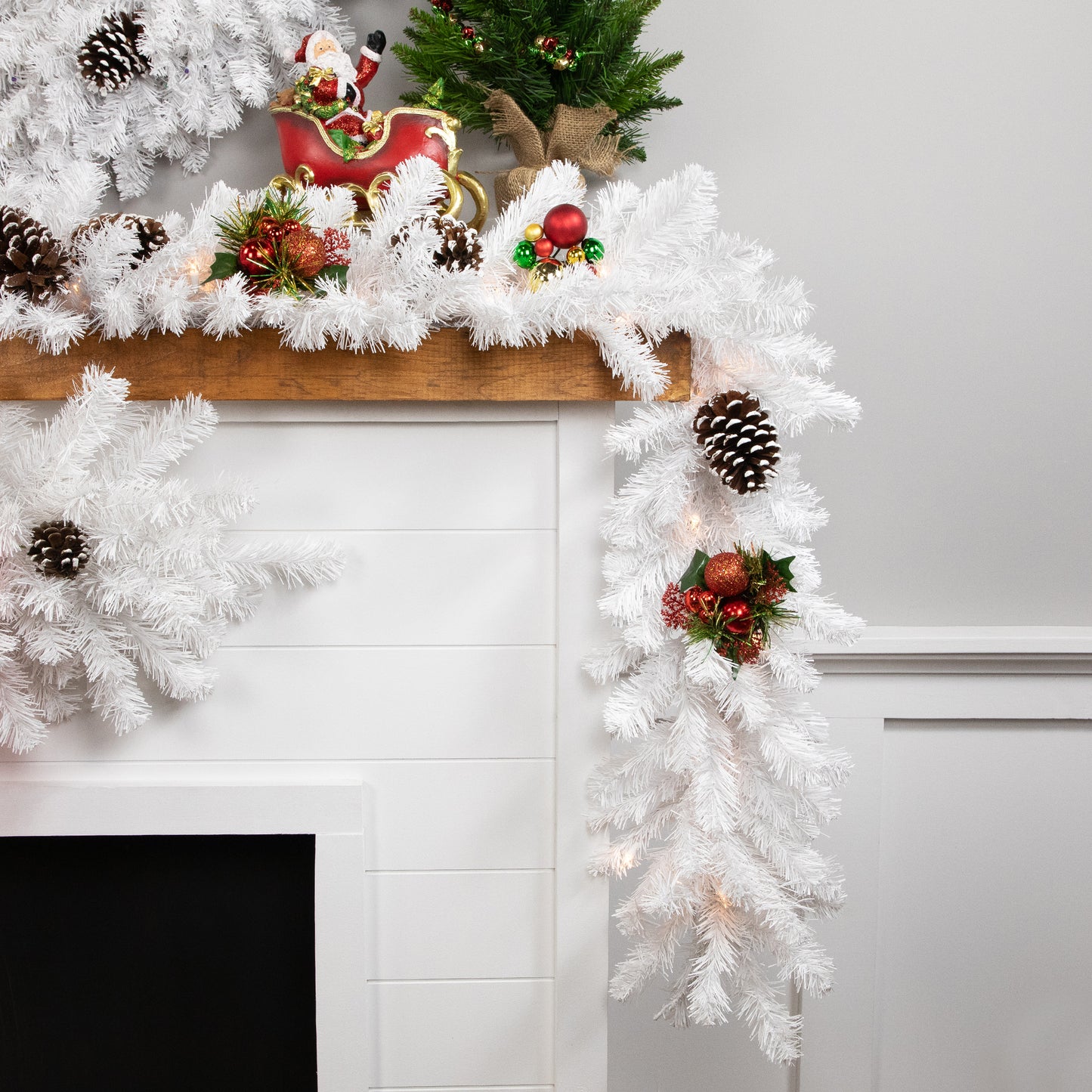 9' X 12" Prelit Snow White Artificial Christmas Garland - Clear Lights