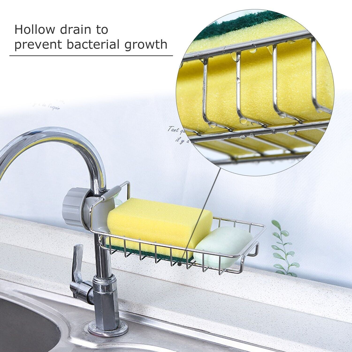 Drain Rack Storage Holder Shelf Sponge Soap Cloth Holder for Kitchen Sink Faucet