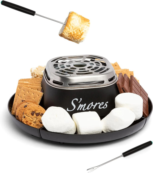 Jet-Puffed Electric Smores Maker Smores Kit with Trays & Marshmallows Roasting Forks, White