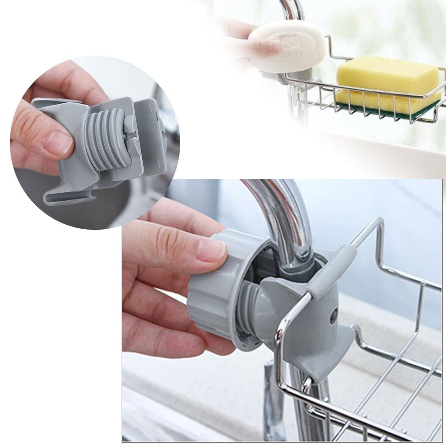 Drain Rack Storage Holder Shelf Sponge Soap Cloth Holder for Kitchen Sink Faucet