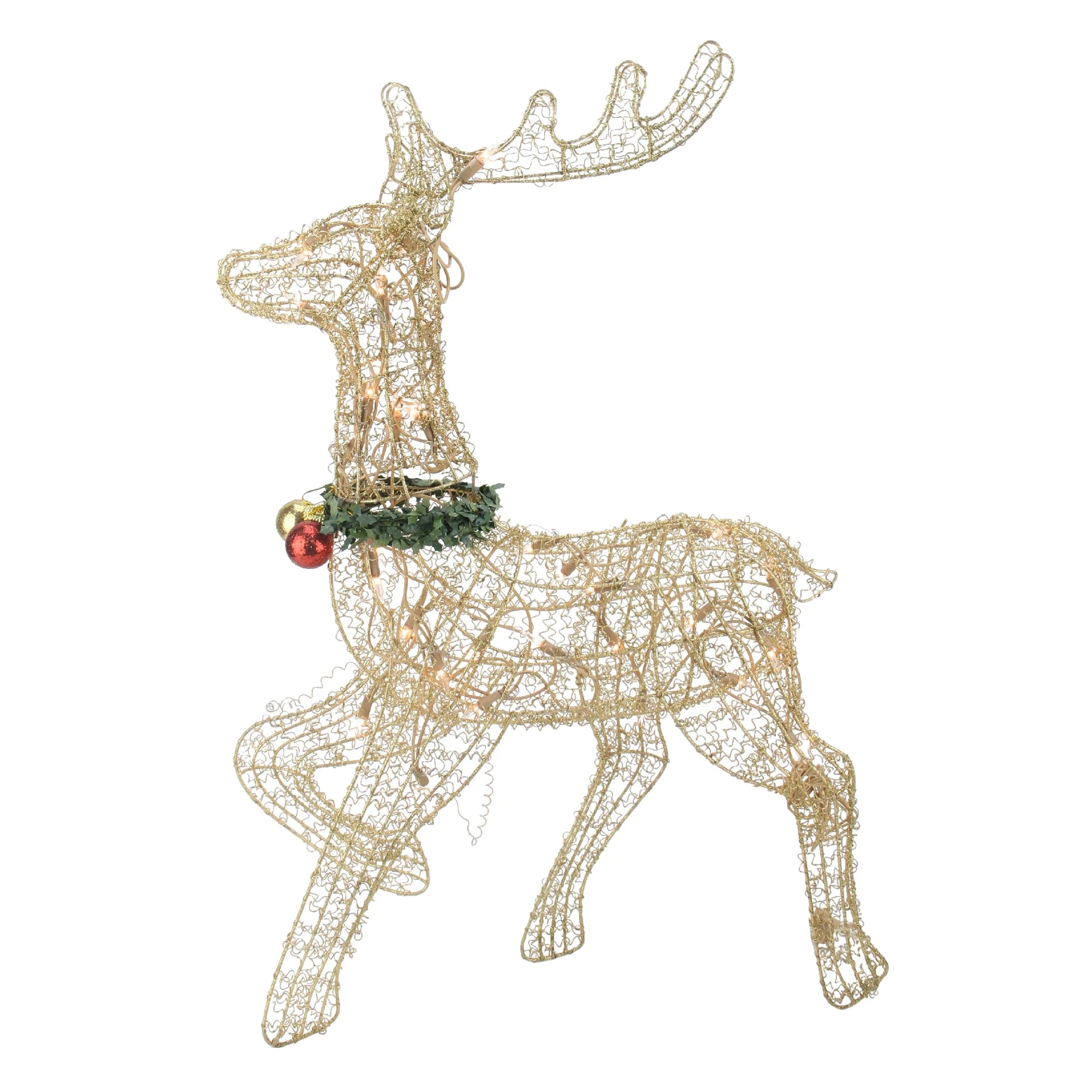 Lighted Prancing Reindeer Christmas Outdoor Decoration - 25.5" - Gold - Clear Lights