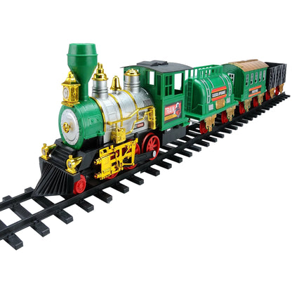 20-Piece Battery Operated Lighted and Animated Classic Christmas Train Set with Sound