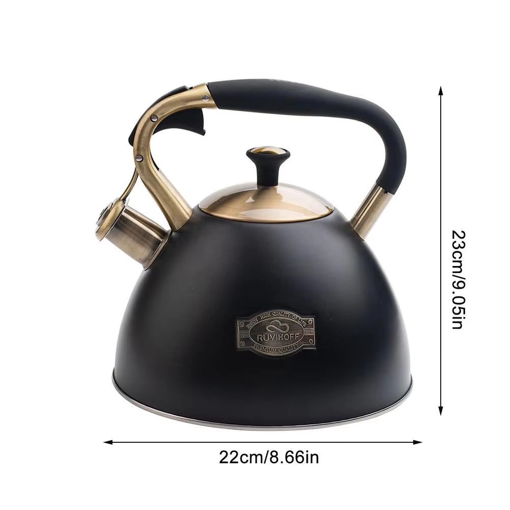 2.5/3L Whistling Tea Pot Culinary Grade Stainless Steel Kettle with Heat Proof Ergonomic Handle Compatible for Stove ,Electric