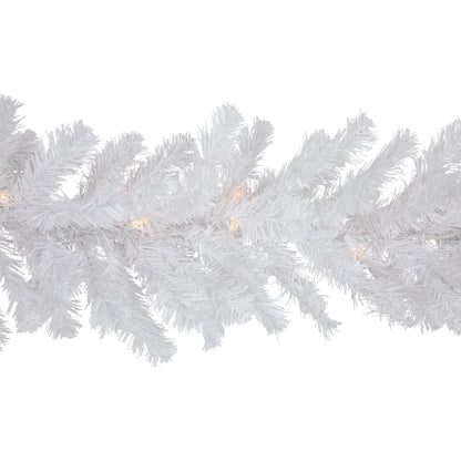 9' X 12" Prelit Snow White Artificial Christmas Garland - Clear Lights